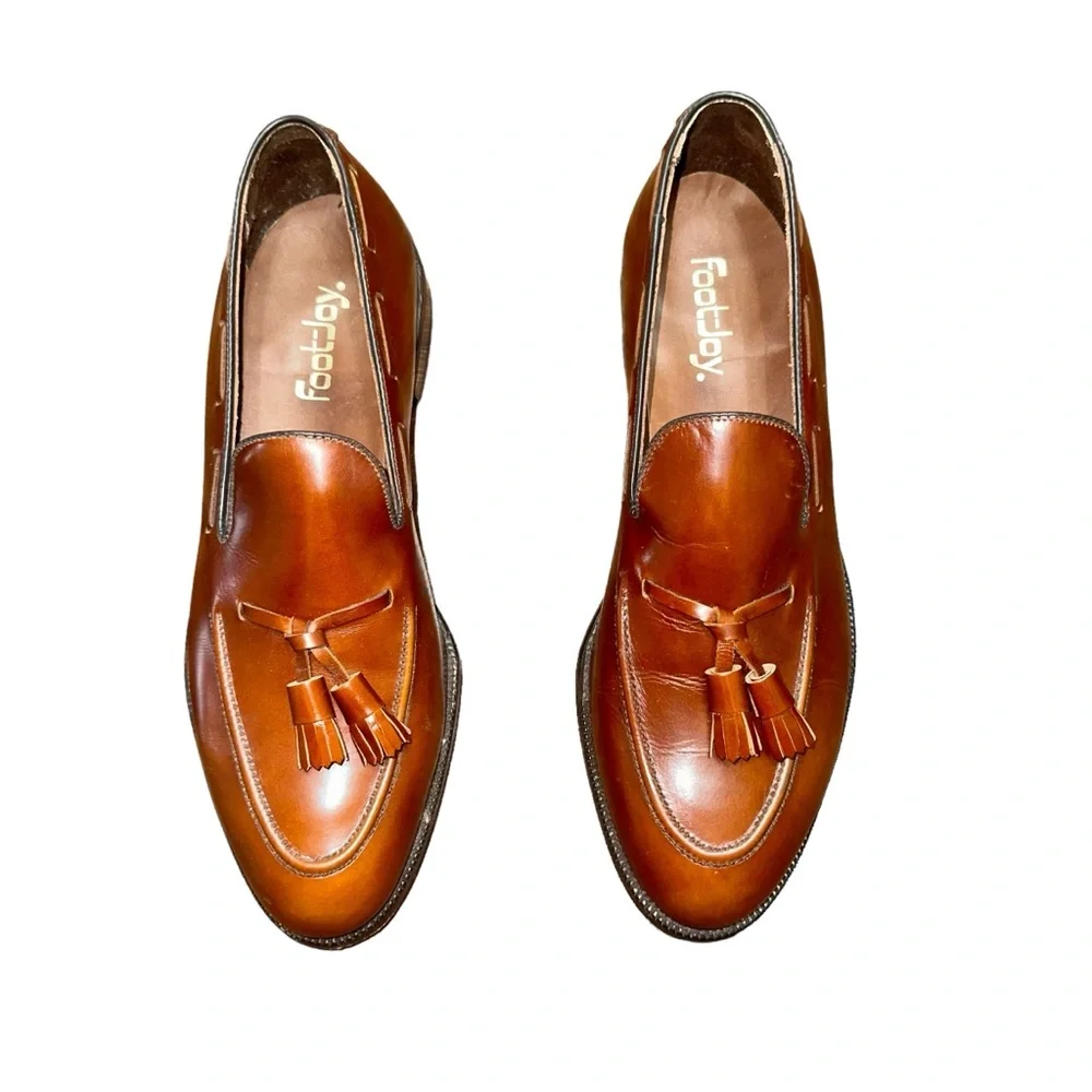 Raised Apron Calfskin Tassel Loafer Size 9